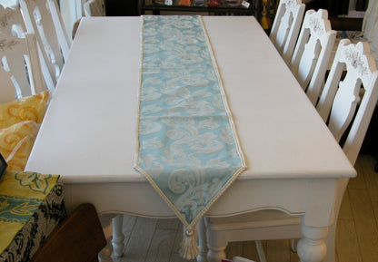 テーブルランナー テーブルライナー おしゃれ スタイルフランス フランス製生地 テーブルウエア テーブルセンター 160cm ブルー FlorenceBleu 30x160