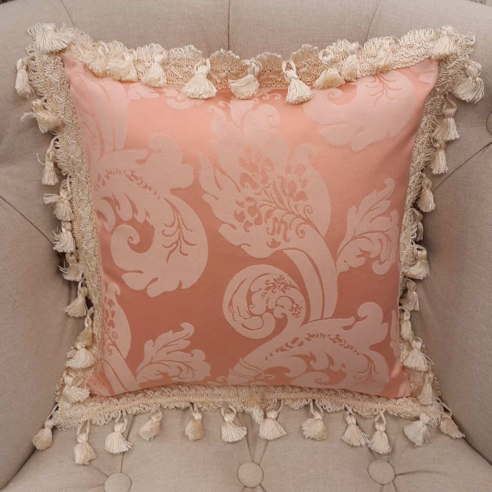 クッションカバー フリンジクッションカバー フランス製クッション フランスインテリア雑貨 スタイルフランス FlorenceRose 35x35 21003CU-PK