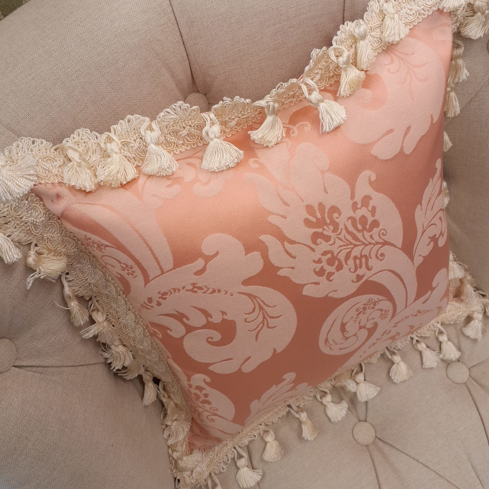 クッションカバー フリンジクッションカバー フランス製クッション フランスインテリア雑貨 スタイルフランス FlorenceRose 35x35 21003CU-PK