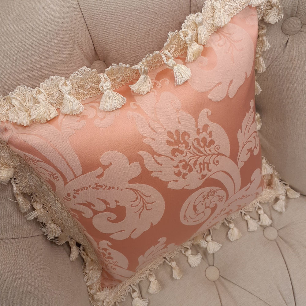 クッションカバー フリンジクッションカバー フランス製クッション フランスインテリア雑貨 スタイルフランス FlorenceRose 35x35 21003CU-PK
