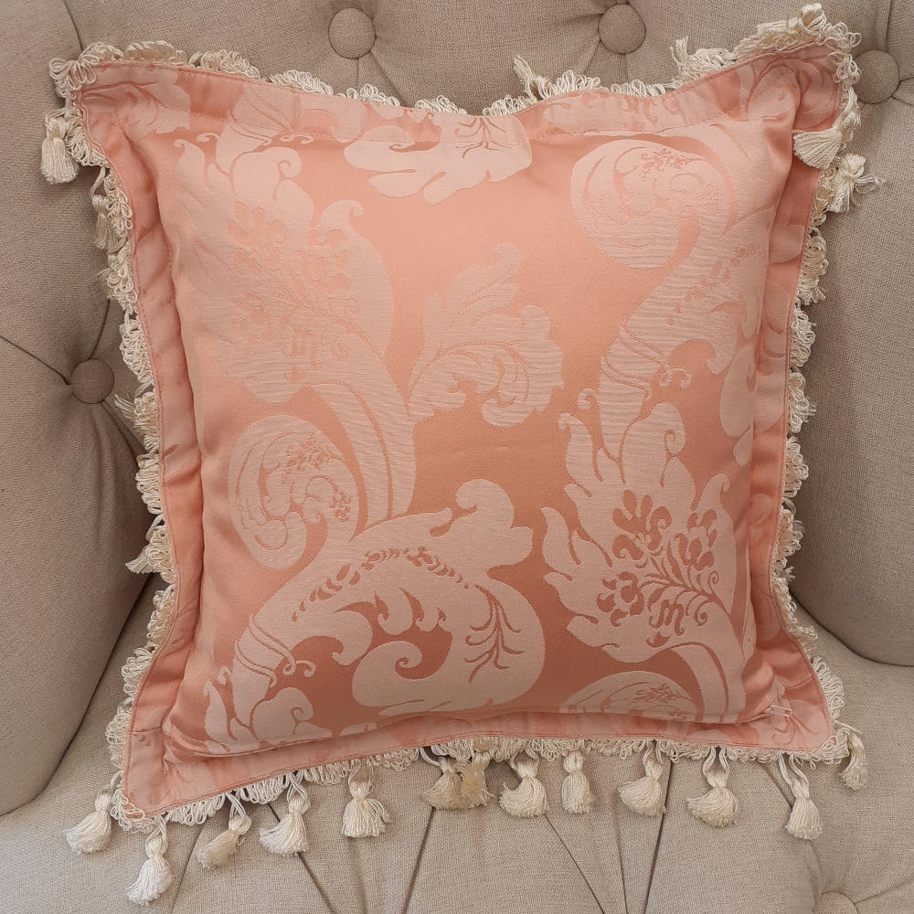 クッションカバー フリンジクッションカバー フランス製クッション フランスインテリア雑貨 スタイルフランス FlorenceRose 35x35 21003CU-PK