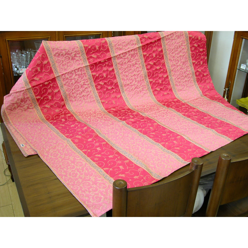 マルチカバー ソファカバー スタイルフランス 花柄 テーブルクロス ベッドスプレッド 140x200cm フランス製生地 CompagnieDesEtoffes コンパニーデゼトフ  regina-fuchsia140x200