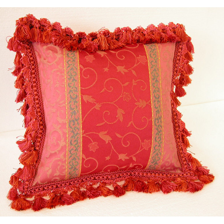 クッションカバー フリンジクッションカバー フランス製クッションカバー スタイルフランス 35x35 ReginaFuchsia