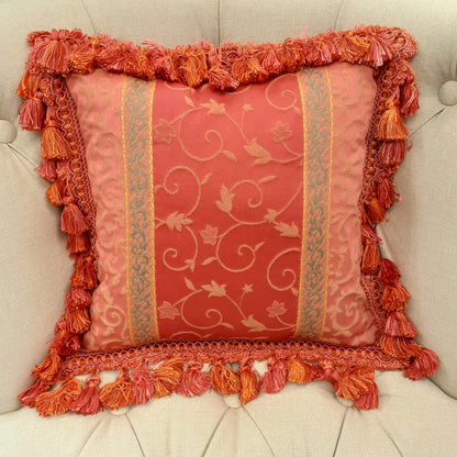 クッションカバー フリンジクッションカバー フランス製クッションカバー スタイルフランス 35x35 ReginaFuchsia