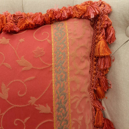 クッションカバー フリンジクッションカバー フランス製クッションカバー スタイルフランス 35x35 ReginaFuchsia