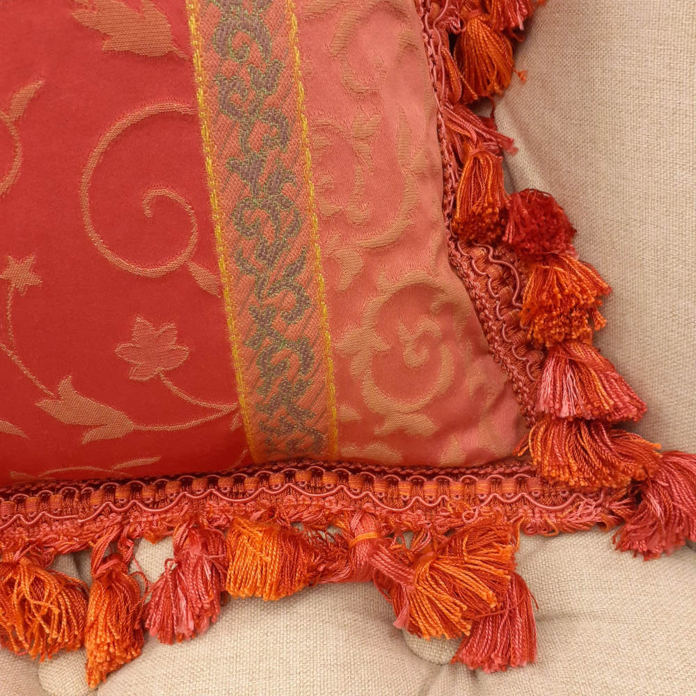 クッションカバー フリンジクッションカバー フランス製クッションカバー スタイルフランス 35x35 ReginaFuchsia