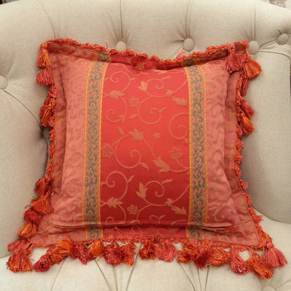 クッションカバー フリンジクッションカバー フランス製クッションカバー スタイルフランス 35x35 ReginaFuchsia