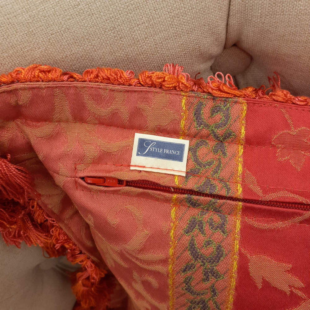 クッションカバー フリンジクッションカバー フランス製クッションカバー スタイルフランス 35x35 ReginaFuchsia