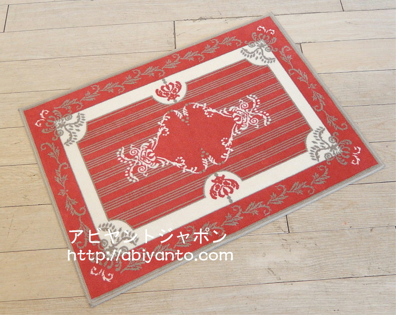 玄関マット マンション玄関マット ラグマット オーガニック コットン100% フランス製マット スタイルフランス セルジュルサージュ ラグマット SERGELESAGE フランスラグマット 段通玄関マット 綿100％ solene/rouge 50x70cm