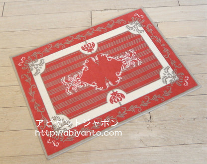 玄関マット マンション玄関マット ラグマット オーガニック コットン100% フランス製マット スタイルフランス セルジュルサージュ ラグマット SERGELESAGE フランスラグマット 段通玄関マット 綿100％ solene/rouge 50x70cm