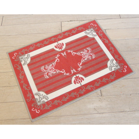 玄関マット マンション玄関マット ラグマット オーガニック コットン100% フランス製マット スタイルフランス セルジュルサージュ ラグマット SERGELESAGE フランスラグマット 段通玄関マット 綿100％ solene/rouge 50x70cm