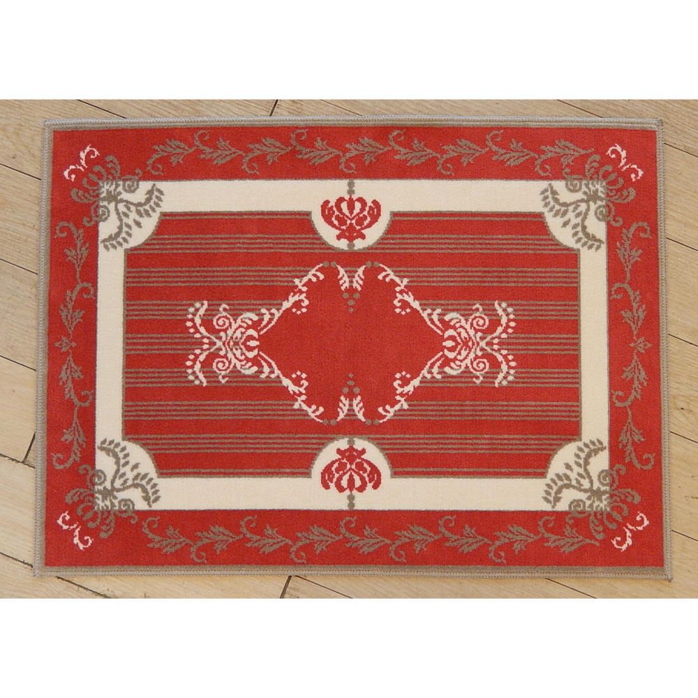 玄関マット マンション玄関マット ラグマット オーガニック コットン100% フランス製マット スタイルフランス セルジュルサージュ ラグマット SERGELESAGE フランスラグマット 段通玄関マット 綿100％ solene/rouge 50x70cm