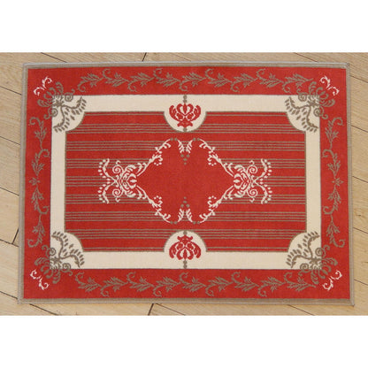 玄関マット マンション玄関マット ラグマット オーガニック コットン100% フランス製マット スタイルフランス セルジュルサージュ ラグマット SERGELESAGE フランスラグマット 段通玄関マット 綿100％ solene/rouge 50x70cm