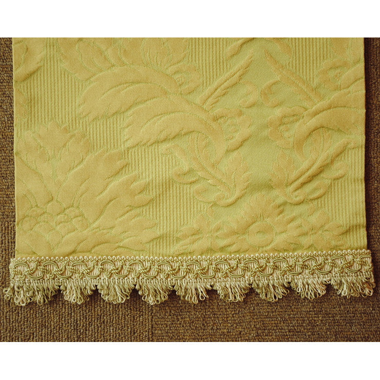 テーブルセンター グリーン オシャレ フリンジ付き フランス製生地 スタイルフランス 30x60cm TaorminaTill