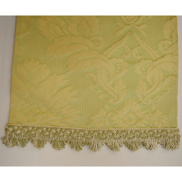 テーブルセンター グリーン オシャレ フリンジ付き フランス製生地 スタイルフランス 30x60cm TaorminaTill